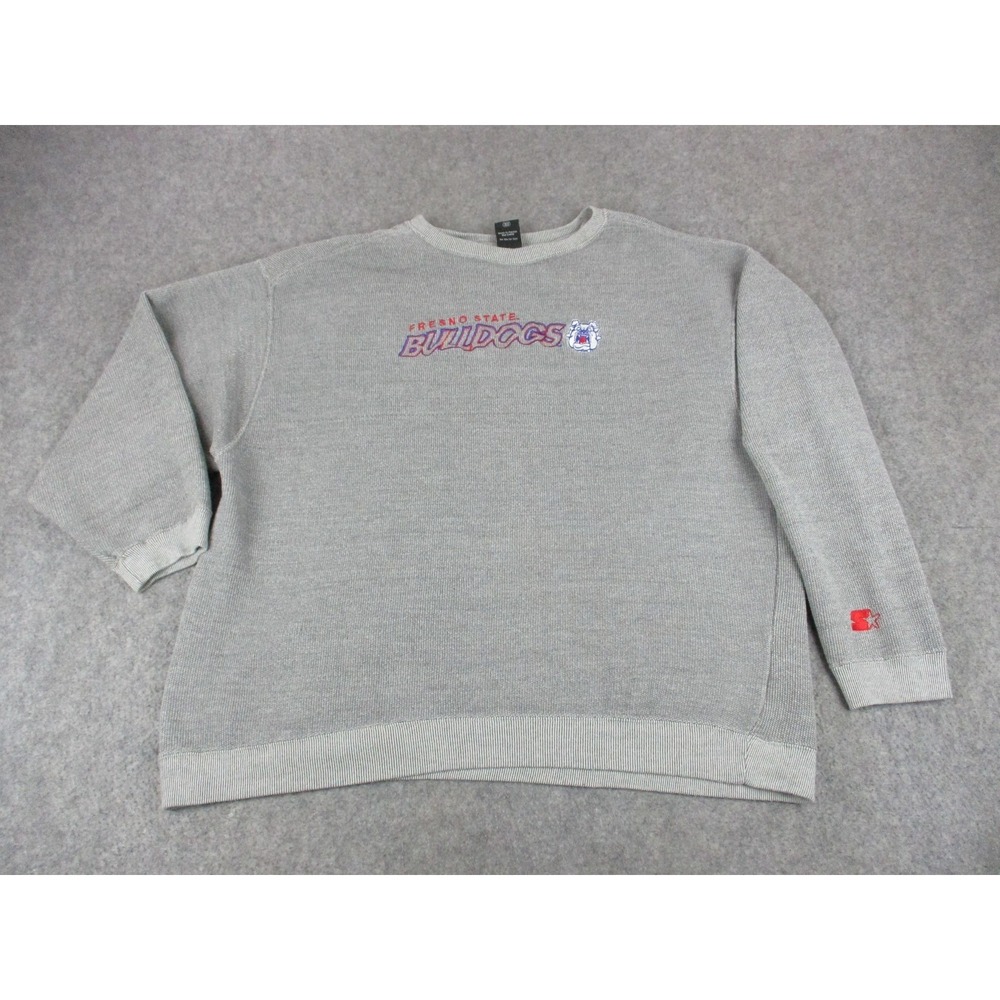 VTG Fresno State Bulldogs Sweatshirt Mens 3XL XXXL Gray Starter NCAA Football